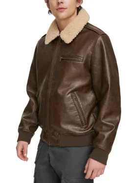 Harry Brown Leather Flying Aviator Bomber Jacket Side