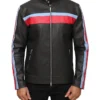 John Blue and Red Striped Leather Jacket Stripes