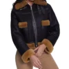 Ladies Brown Shearling B3 Pilot Black Aviator Jacket Main