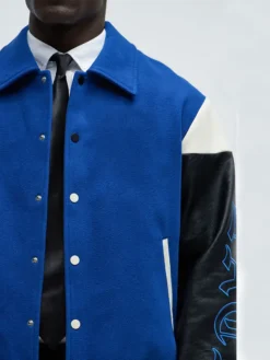 Lettermen Mens Royal Blue Varsity Jacket Collar