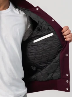 Maroon Wool Bright Varsity Lettermen Jacket Inner