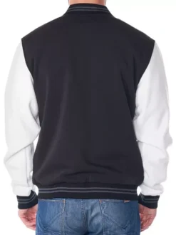 Martinez Black And White Varsity Wool Jacket Back