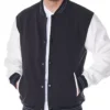 Martinez Black And White Varsity Wool Jacket Buttoned