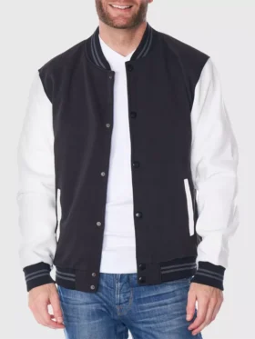 Martinez Black And White Varsity Wool Jacket Main