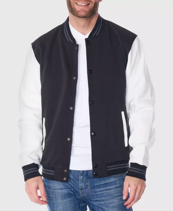 Martinez Black And White Varsity Wool Jacket Main