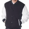 Martinez Black And White Varsity Wool Jacket Pockets