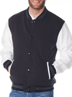Martinez Black And White Varsity Wool Jacket Pockets