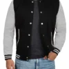 Men's Black Grey Varsity Bomber Jacket Main