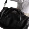Mens Black Leather Duffle Bag Handle
