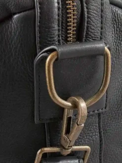 Mens Black Leather Duffle Bag Hock