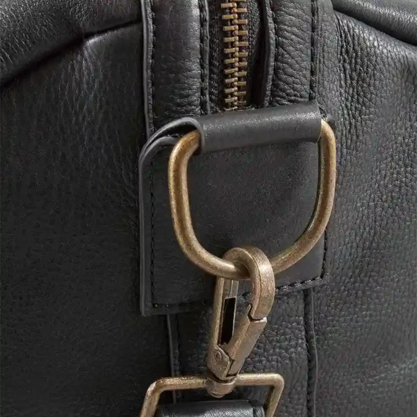Mens Black Leather Duffle Bag Hock