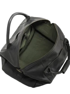Mens Black Leather Duffle Bag Inner