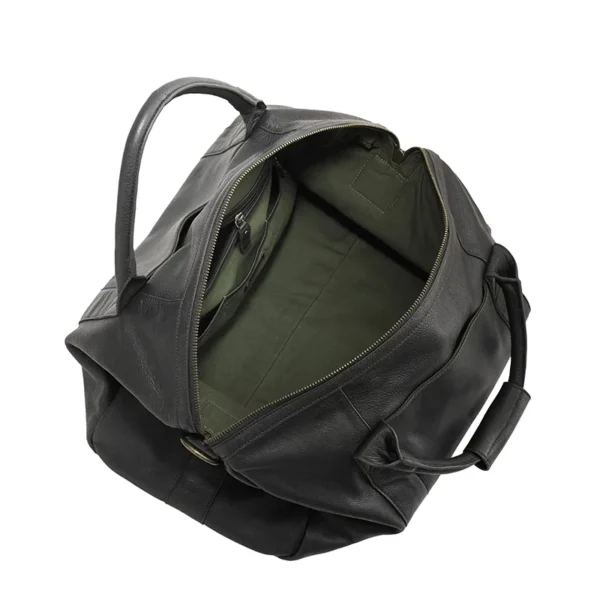 Mens Black Leather Duffle Bag Inner