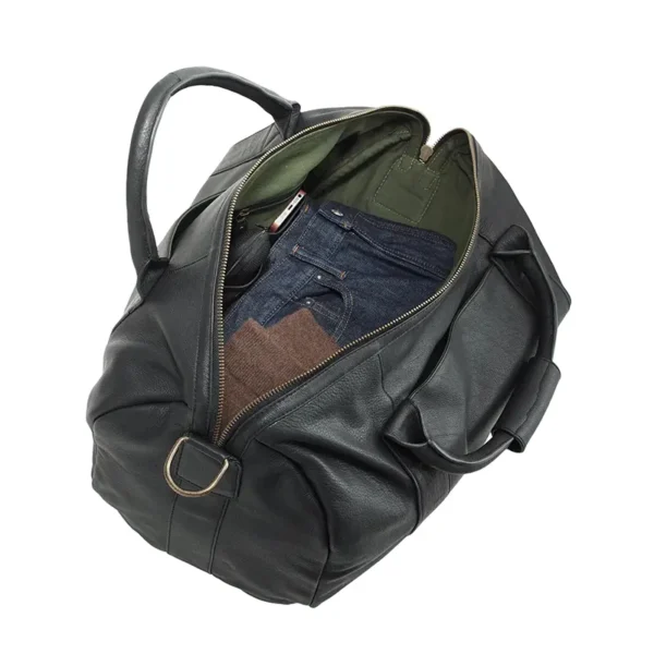 Mens Black Leather Duffle Bag Pants