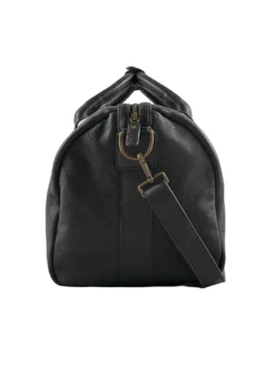 Mens Black Leather Duffle Bag Side