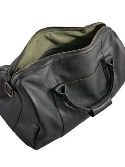 Mens Black Leather Duffle Bag Zipper