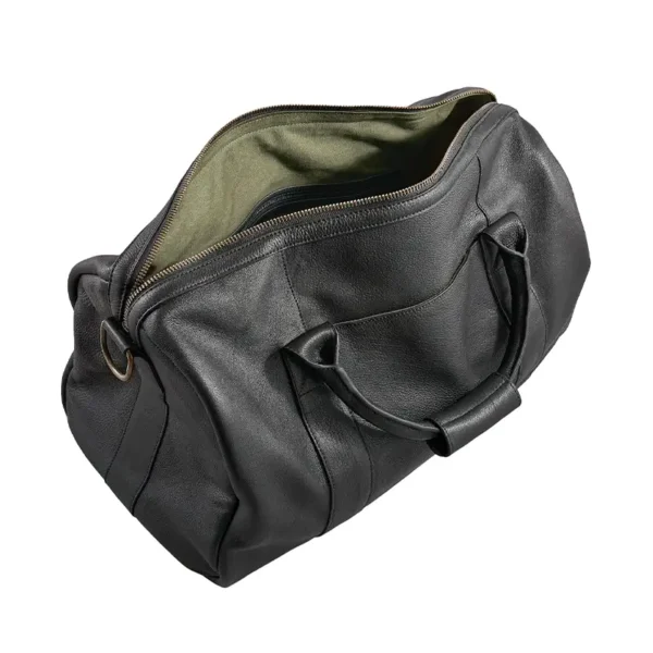 Mens Black Leather Duffle Bag Zipper