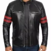 Mens Black Retro Slim Fit Biker Motorcycle Jacket Main