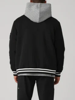 Mens Black Vintage Varsity Jacket Back