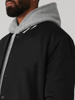 Mens Black Vintage Varsity Jacket Collar