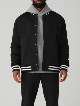 Men's Black Vintage Varsity Jacket Main