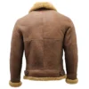 Mens Brown B3 Shearling Leather Flying Aviator Jacket Back