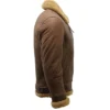 Mens Brown B3 Shearling Leather Flying Aviator Jacket Side