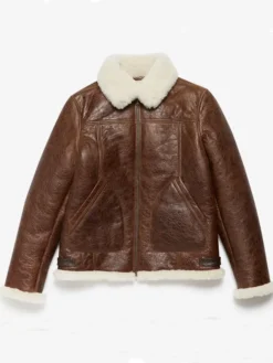 Mens Brown Leather Bomber Jacket Main