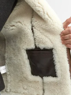 Mens Brown Leather Bomber Jacket Pockets