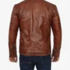 Mens Brown Leather Cafe Racer Jacket Back