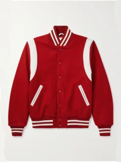 Mens Casual Red and White Varsity Jacket Main