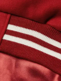 Mens Casual Red and White Varsity Jacket Rib