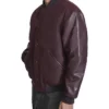 Mens Maroon Lettermen Bomber Jacket Side