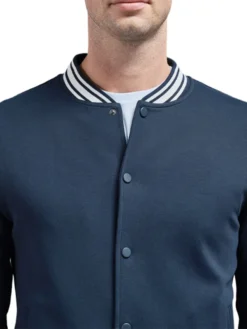 Mens Navy Blue Lettermen Varsity Jacket Collar