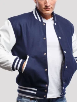 Mens Royal Blue Varsity Lettermen Jacket Pockets