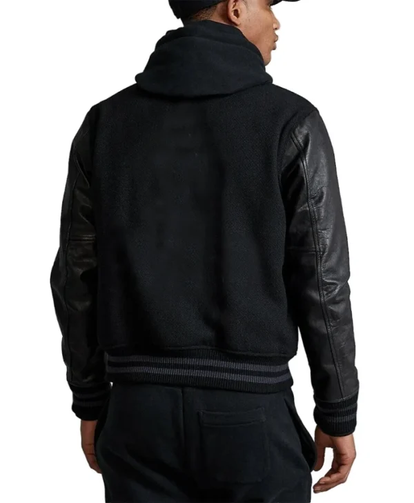 NY Yankees Baseball Black Bomber Jacket Back