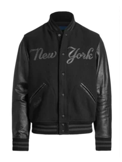 NY Yankees Baseball Black Bomber Jacket Front