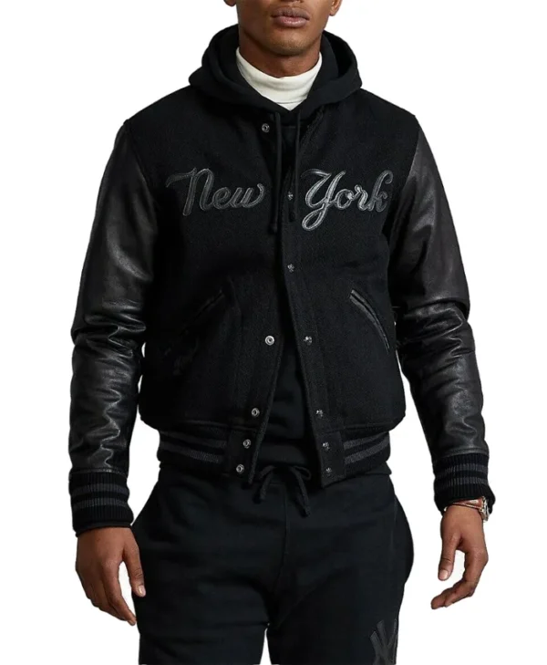 NY Yankees Baseball Black Bomber Jacket New York