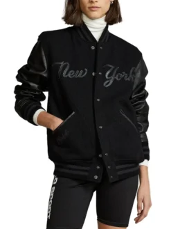 NY Yankees Baseball Black Bomber Jacket Women
