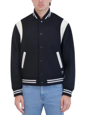 Navy Blue Letterman Varsity Jacket Closure