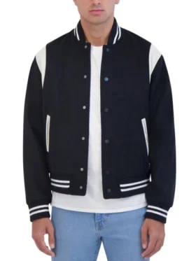 Navy Blue Letterman Varsity Jacket Main