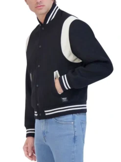 Navy Blue Letterman Varsity Jacket Pockets