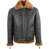 RAF Black B3 Bomber Brown Shearling Jacket