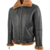 RAF Black B3 Bomber Brown Shearling Jacket Side