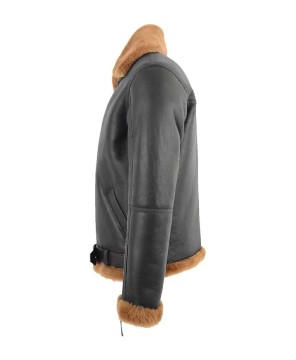 RAF Black B3 Bomber Brown Shearling Jacket Style