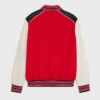 Red Triple Color Rib Color Lettermen Varsity Jacket Back