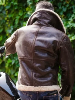 Rocky IV Sylvester Shearling Leather Bomber Jacket Back