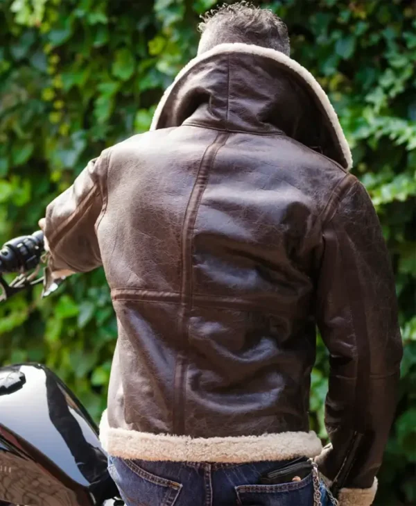 Rocky IV Sylvester Shearling Leather Bomber Jacket Back