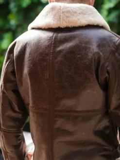 Rocky IV Sylvester Shearling Leather Bomber Jacket Distressed