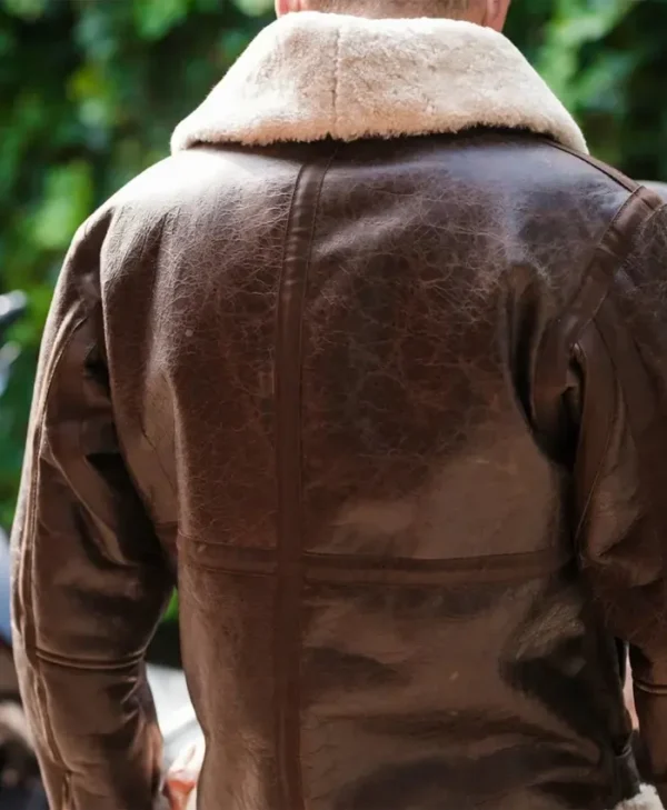 Rocky IV Sylvester Shearling Leather Bomber Jacket Distressed